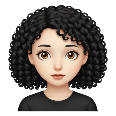 Girl with black curly hair with black eye sticker