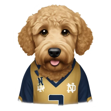 goldendoodle with notre dame jersey sticker