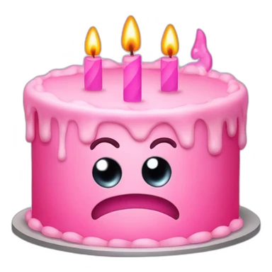 Pink cake with candle, and two eyes, two protruding teeth. sticker