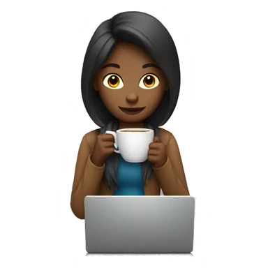 girl working on laptop and drinking coffee sticker