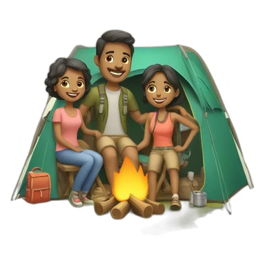 happy family on camping sticker