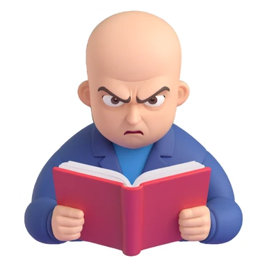 Angry man bald reading sticker