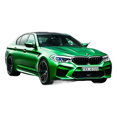green bmw m5 f90 in moscow city sticker
