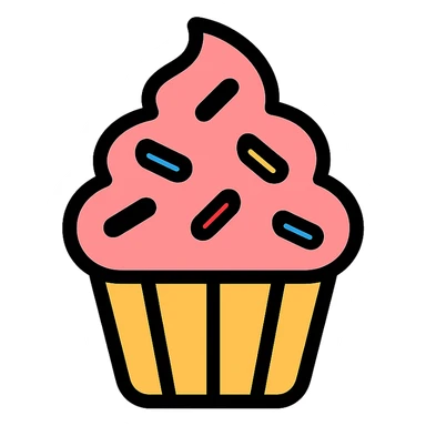colorful cupcake icon with sprinkles sticker