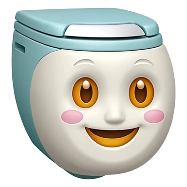 A toilet with a smiling face  sticker
