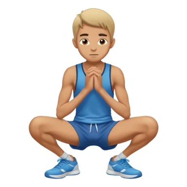 A skinny man squatting with his hands on his knees sticker