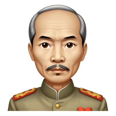 Cinematic Realistic Ho Chi Minh Portrait Emoji, depicted as a determined revolutionary leader in traditional attire with a humble expression, rendered with lifelike textures and soft natural lighting that captures his enduring legacy. sticker