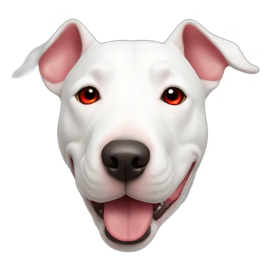 white bull terrier with red circle around left eye sticker