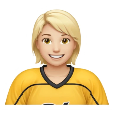 Girl hockey player with yellow jersey sticker