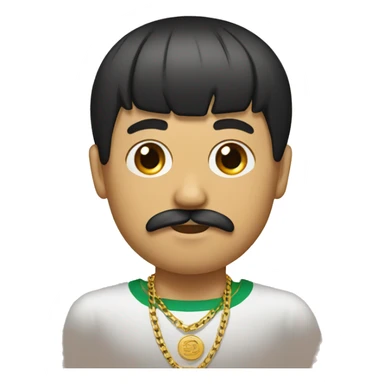mexican edgar with a bowl cut and a gold chain with a mustache  sticker