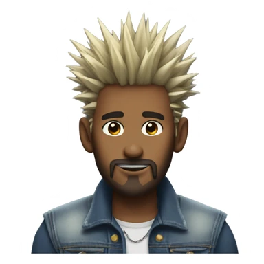 Edge lord with spikey frosted tips and a denim vest  sticker