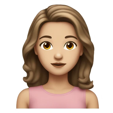 a white girl with shoulder length brown hair, brown eyes, small rosy lips sticker