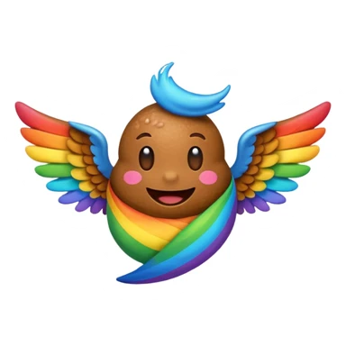 rainbow poop emoji with wings sticker