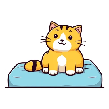 Golden cat on a bed sticker
