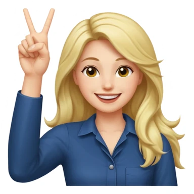  women with open hairs sideways image  one arm victory sign sticker