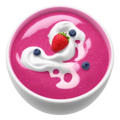 Hot pink yogurt with fruit and glitter inside bowl  sticker