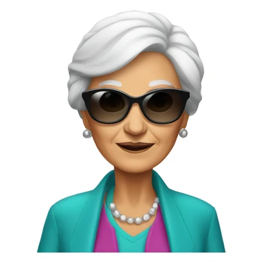 stylish elderly woman using sunglasses sticker