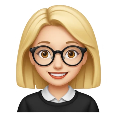 big spects with girl smile sticker