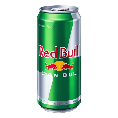 Red Bull can with green color palette and accurately detailed text sticker