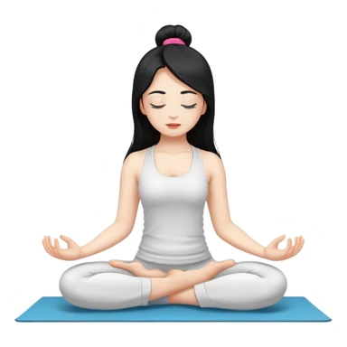 Yoga posing girl with white skin, long black hair and eyes closed sticker