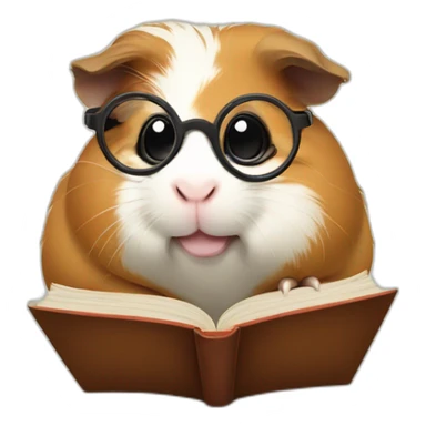 Fat guinea pig reading a book and wearing glasses sticker