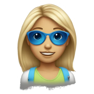Little girl with blue sunglasses sticker