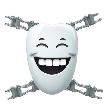 metal braces ontop of white teeth smiling sticker