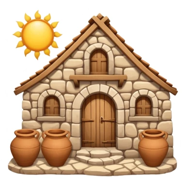 ancient Nazareth stone dwelling with clay pots sticker