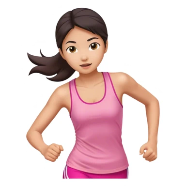 asian girl pink tank top running sticker