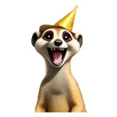 laughing meerkat with birthday hat sticker
