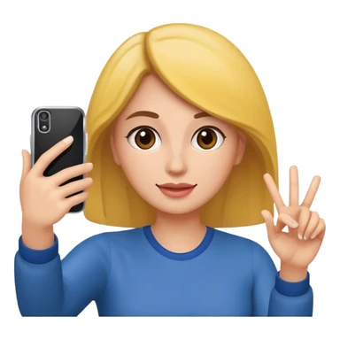  woman holding her phone having selfie sticker