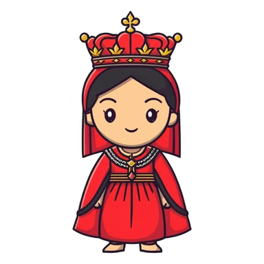 Ottoman queen with red dress and crown, imperial Turkish royal attire sticker