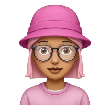 person with glasess wear pink hat  sticker