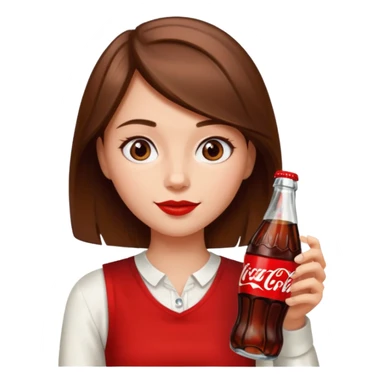 a girl with brown hair drinking a bottle of coca cola sticker