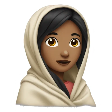 Girl with black hair in blanket sticker