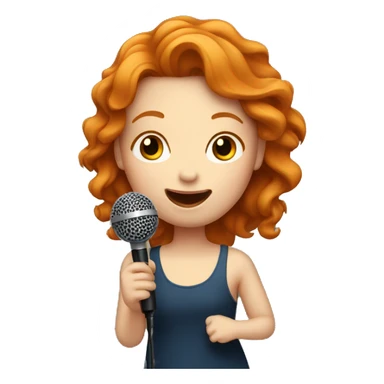 Ginger girl with microphone singing  sticker