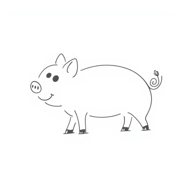 hand drawn doodle style pig sticker