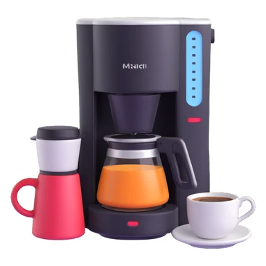 coffee maker with coffee mug sticker