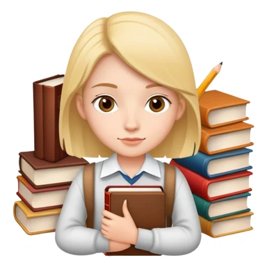 student with books and pencil, symbolizing studying sticker