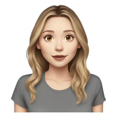 Elizabeth Olsen cartoon wearing tee sticker