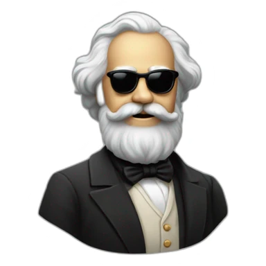 Karl Marx confident in sunglasses smiles sticker