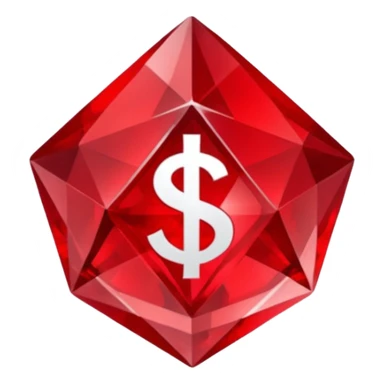 Red crystal with a $ drawn in the center of the crystal. sticker