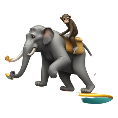 monkey surfing with an elephant  sticker
