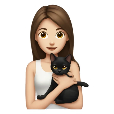 Girl with brown hair holding a black cat sticker