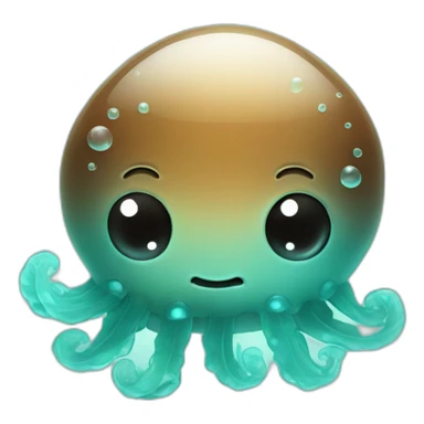 2 baby jellyfish cute brown and turquoise  sticker
