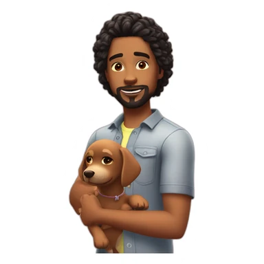 Sims character with his dog in this style: cute nice and funny sticker