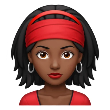 Black woman lawyer with long black hair and red headband, strong and sharp expression sticker