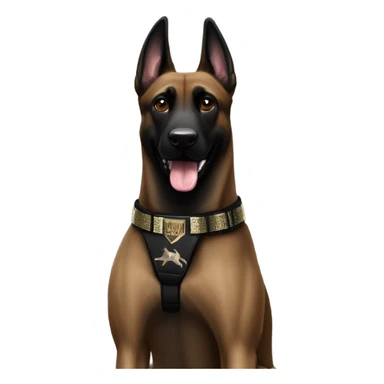 Black Belgian malinois with WWE belt sticker