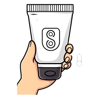 hand holding a beauty cream tube with a measurement mark sticker