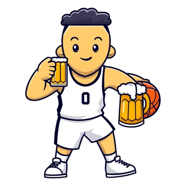 Lanky basketball player with a beer sticker